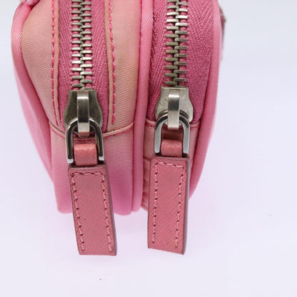 PRADA Mini Hand Bag Nylon Pink Silver Auth 88185