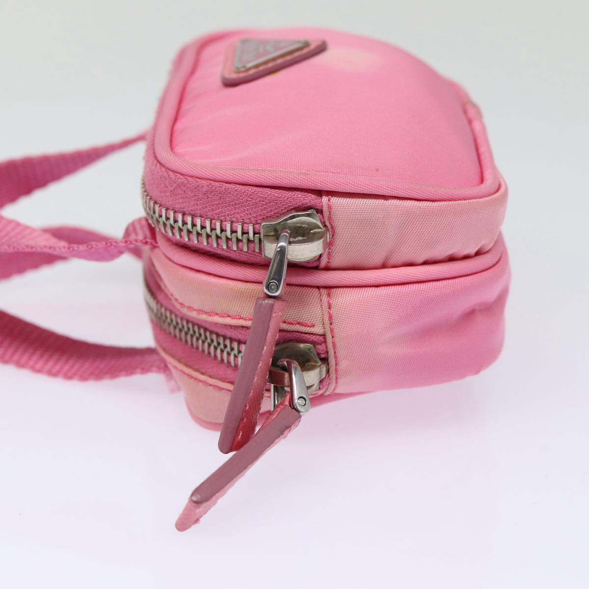 PRADA Mini Hand Bag Nylon Pink Silver Auth 88185