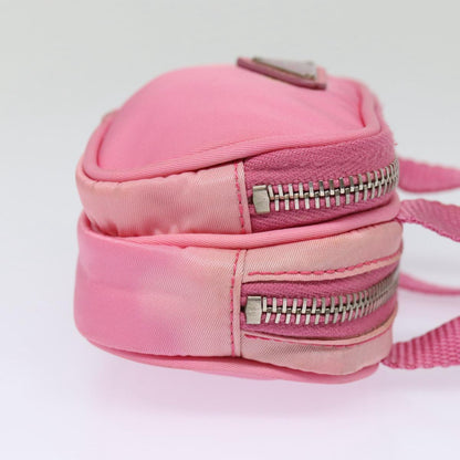 PRADA Mini Hand Bag Nylon Pink Silver Auth 88185