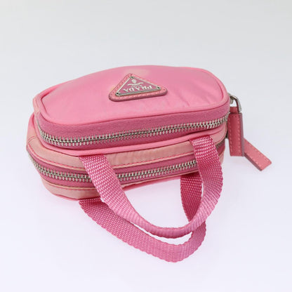 PRADA Mini Hand Bag Nylon Pink Silver Auth 88185