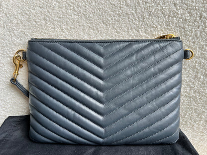 Yves Saint Laurent (YSL) Grey Monogram Clutch Pouch