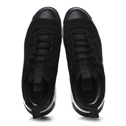 Velvet Calfskin Mixed Fibers CC Sneakers 38.5 Black