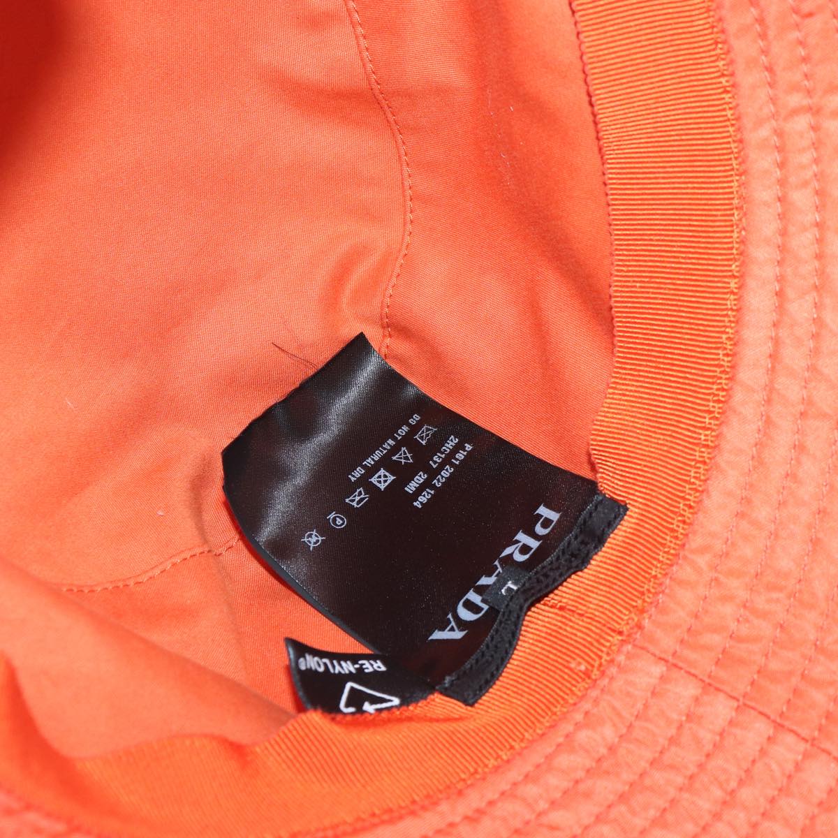 PRADA Bucket Hat Nylon L Orange Auth 88334