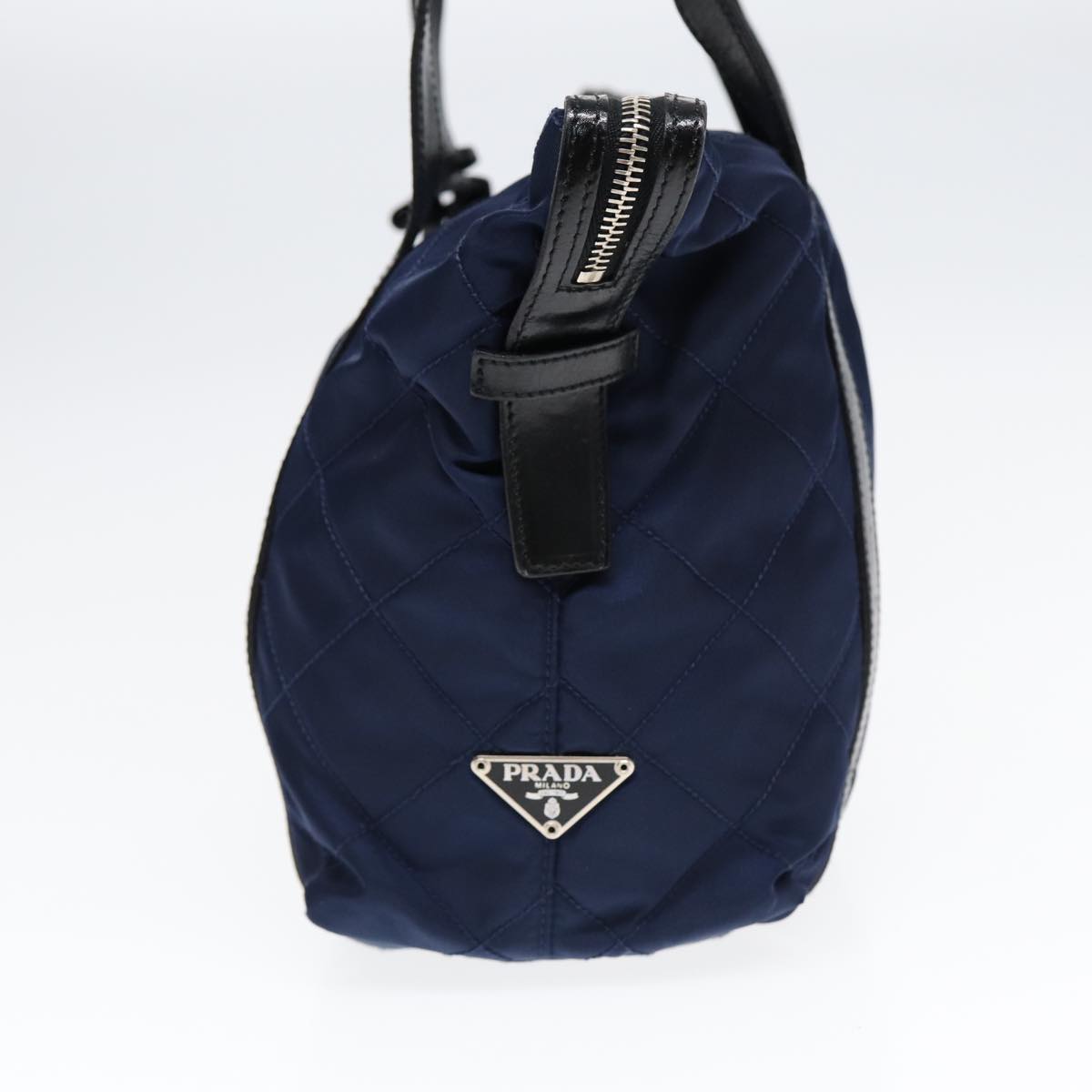 PRADA Shoulder Bag Nylon Navy Silver Auth 88342