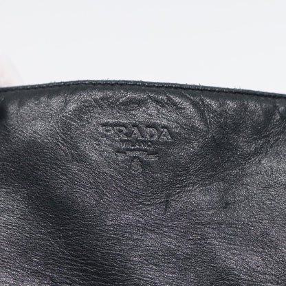 PRADA Chain Shoulder Bag Nylon Leather Black Auth 88345