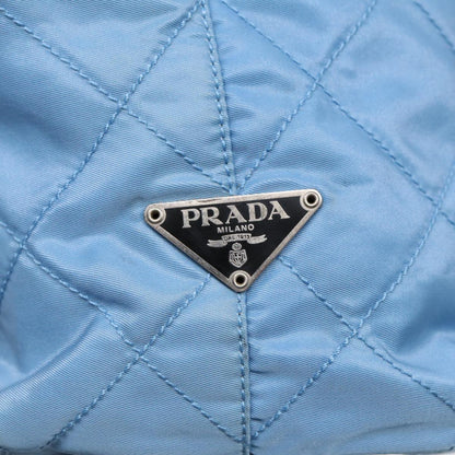 PRADA Tote Bag Nylon Leather Light Blue Silver Auth 88347