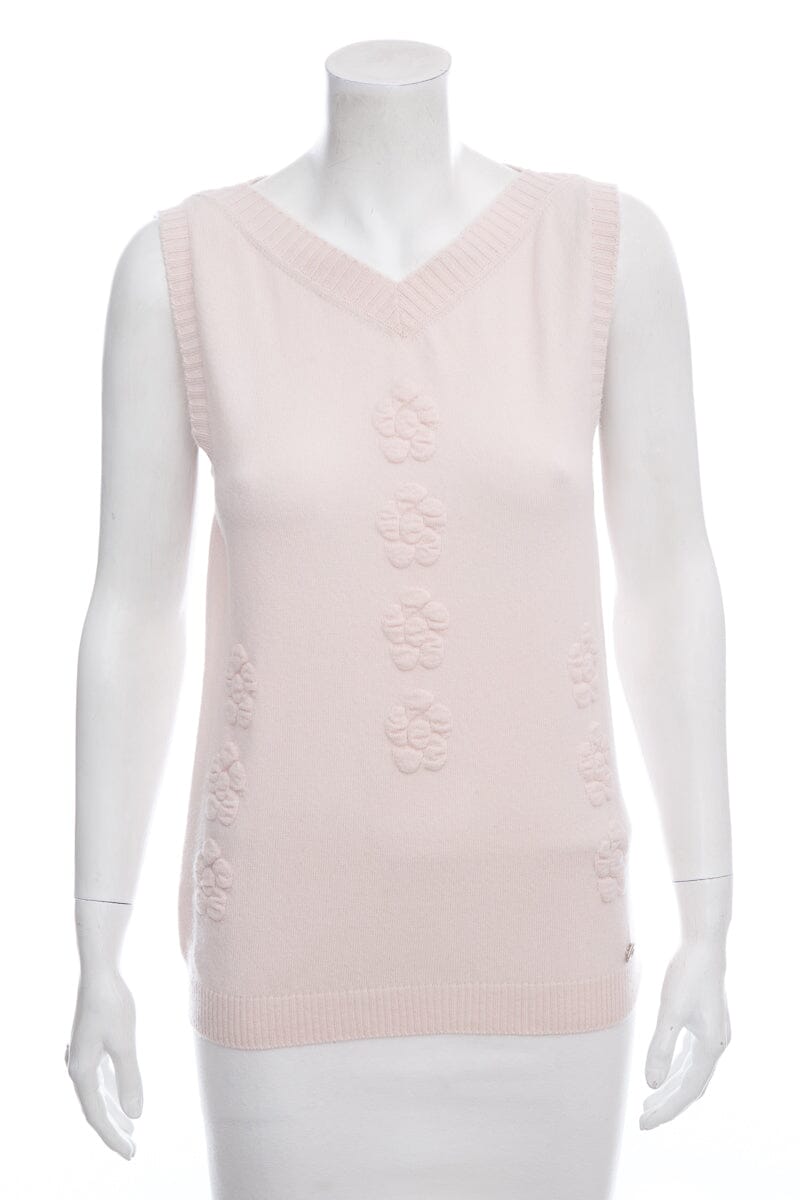 Chanel Pink Knit Sweater Vest SZ 38
