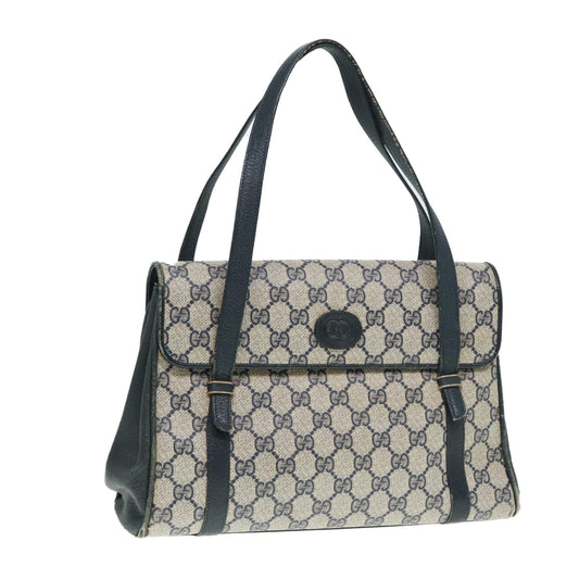 GUCCI GG Supreme Hand Bag PVC Leather Navy Gold 000 46 4857 Auth 88415