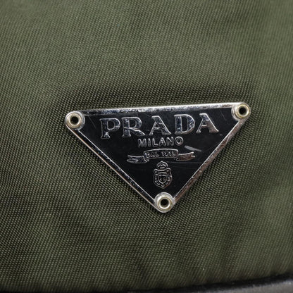 PRADA Hand Bag Nylon Khaki Silver Auth 88423