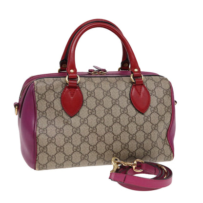 GUCCI GG Supreme Hand Bag PVC Leather 2way Beige Gold 409529 Auth 88432