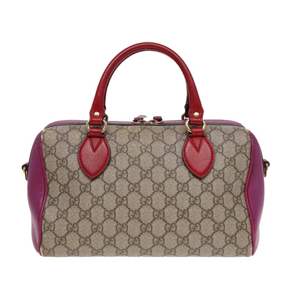 GUCCI GG Supreme Hand Bag PVC Leather 2way Beige Gold 409529 Auth 88432