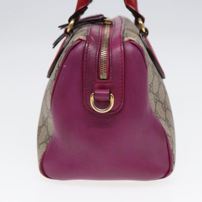 GUCCI GG Supreme Hand Bag PVC Leather 2way Beige Gold 409529 Auth 88432