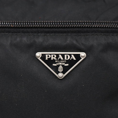 PRADA Shoulder Bag Nylon Black Silver Auth 88470