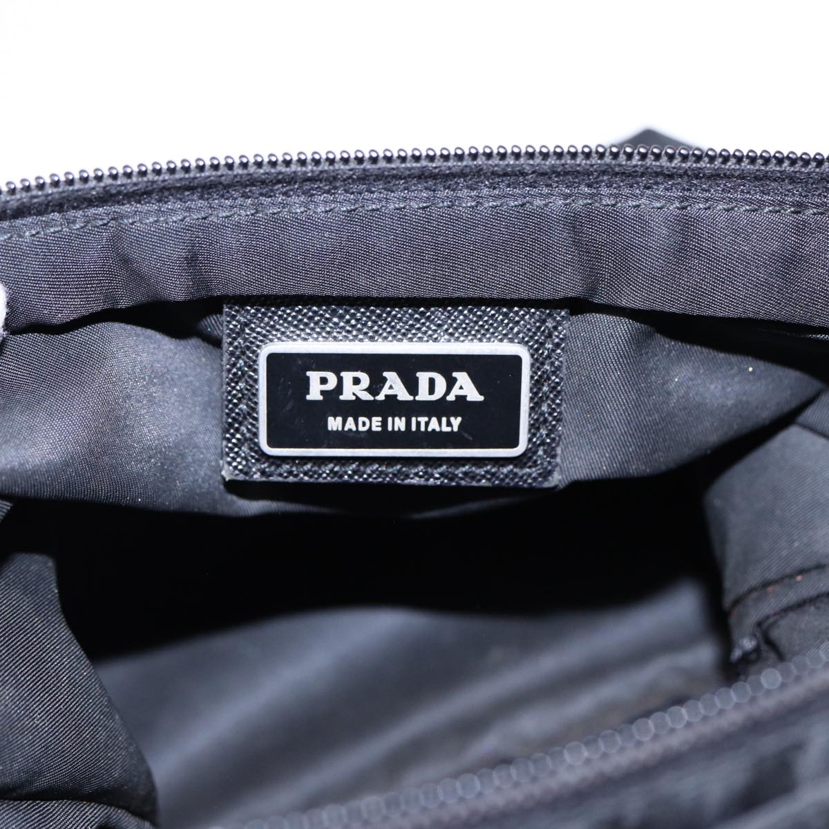 PRADA Shoulder Bag Nylon Black Silver Auth 88470