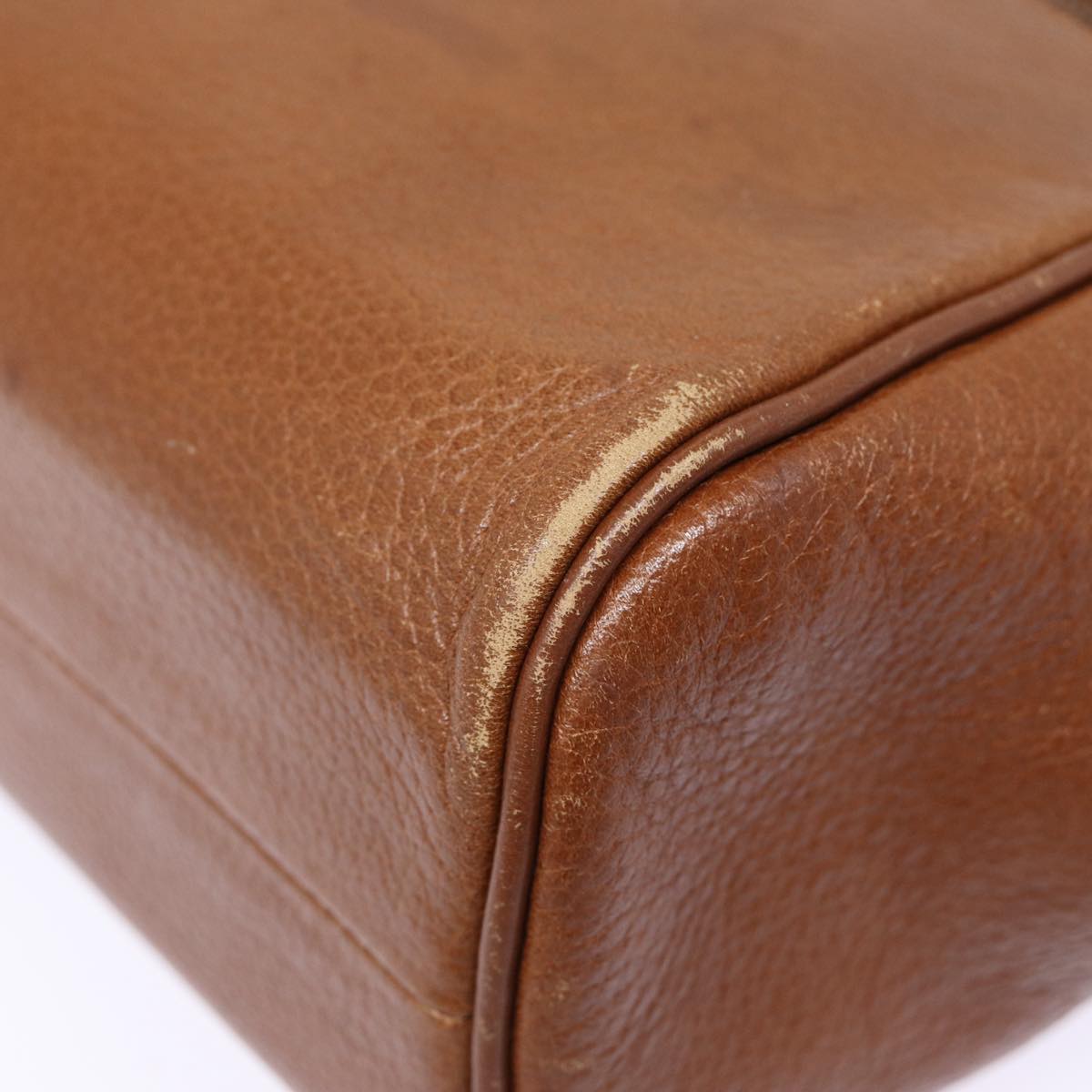 BURBERRYSs Hand Bag Leather Brown Silver Auth 88481