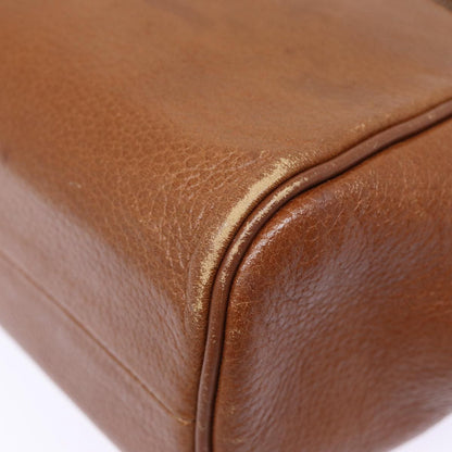 BURBERRYSs Hand Bag Leather Brown Silver Auth 88481