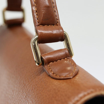 BURBERRYSs Hand Bag Leather Brown Silver Auth 88481