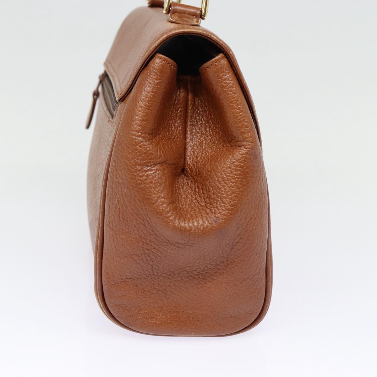 BURBERRYSs Hand Bag Leather Brown Silver Auth 88481