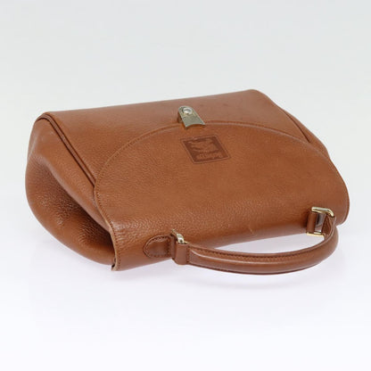 BURBERRYSs Hand Bag Leather Brown Silver Auth 88481