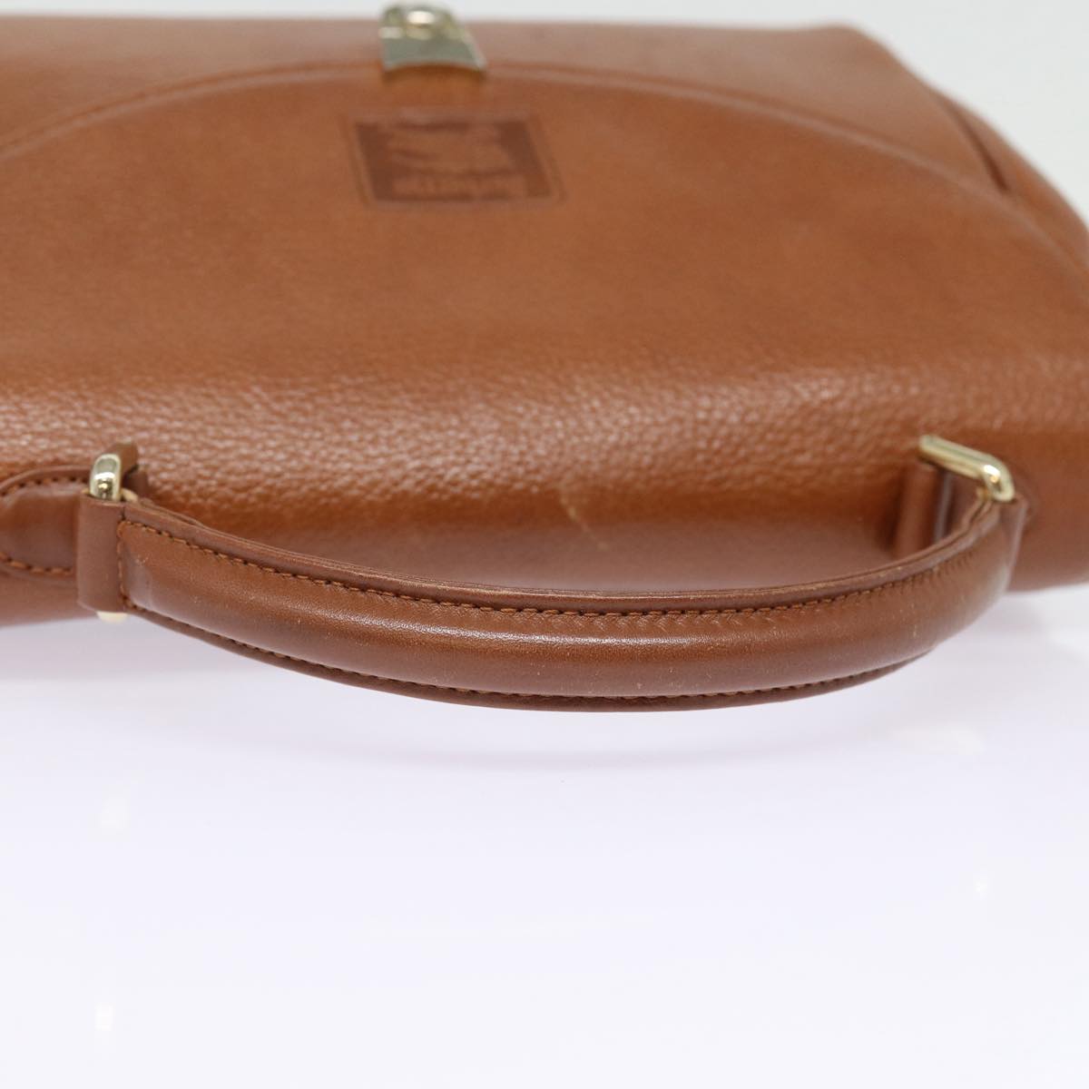 BURBERRYSs Hand Bag Leather Brown Silver Auth 88481