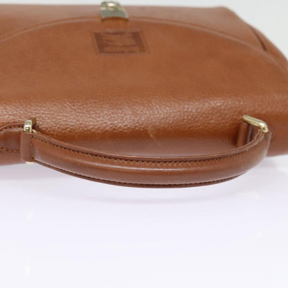 BURBERRYSs Hand Bag Leather Brown Silver Auth 88481