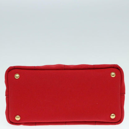 PRADA Canapa PM Hand Bag Canvas Red Gold Auth 88510