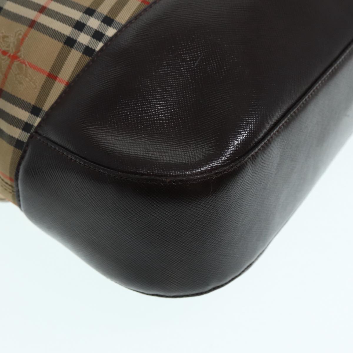 BURBERRYSs Nova Check Tote Bag Canvas Leather Beige Brown gold Auth 88513