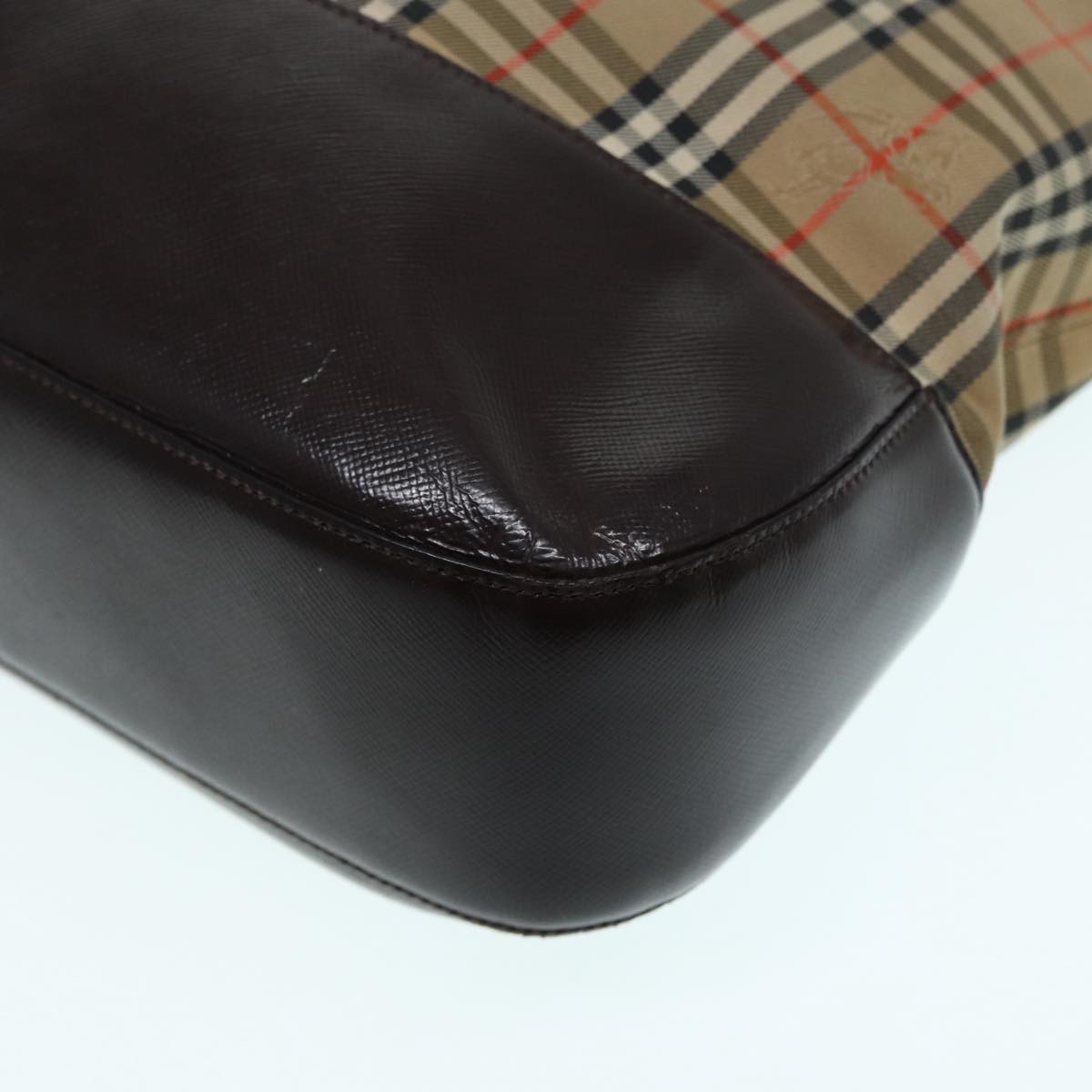 BURBERRYSs Nova Check Tote Bag Canvas Leather Beige Brown gold Auth 88513