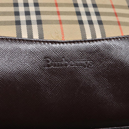 BURBERRYSs Nova Check Tote Bag Canvas Leather Beige Brown gold Auth 88513