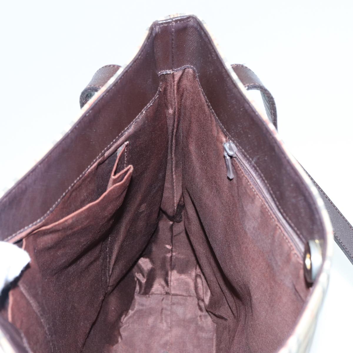 BURBERRYSs Nova Check Tote Bag Canvas Leather Beige Brown gold Auth 88513