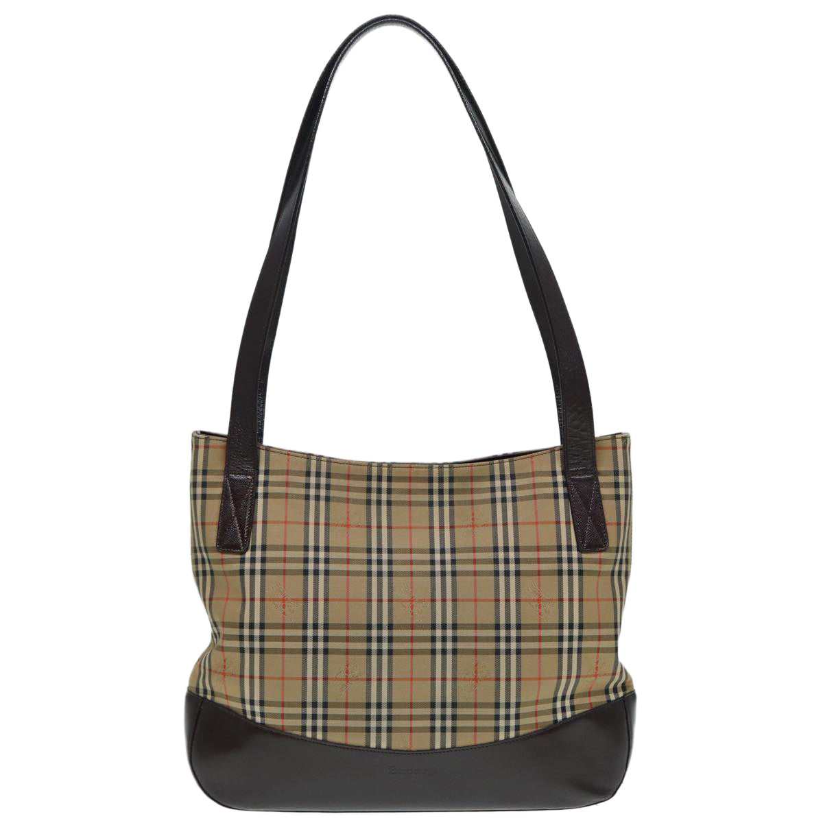 BURBERRYSs Nova Check Tote Bag Canvas Leather Beige Brown gold Auth 88513