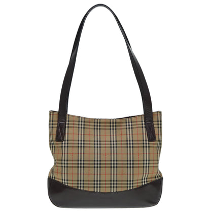 BURBERRYSs Nova Check Tote Bag Canvas Leather Beige Brown gold Auth 88513