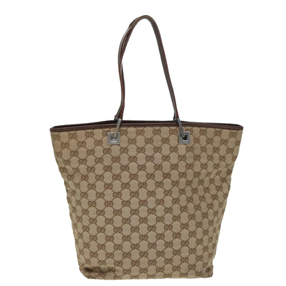 GUCCI GG Canvas Tote Bag Beige Silver 002 1098 Auth 88521