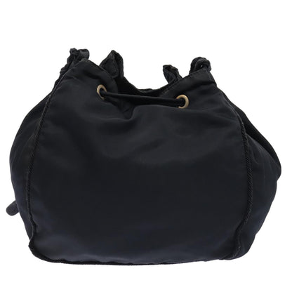 PRADA Shoulder Bag Nylon Navy Gold Auth 88551