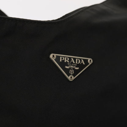 PRADA Shoulder Bag Nylon Black Silver Auth 88571