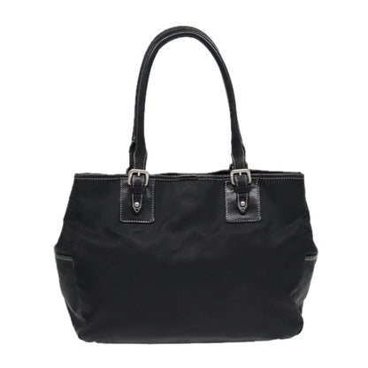 BURBERRY Blue Label Tote Bag Nylon Black Silver Auth 88574