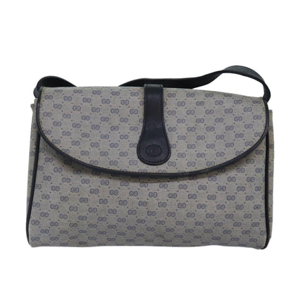 GUCCI Micro GG Supreme Shoulder Bag PVC Navy Gold Auth 88596