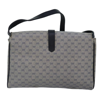 GUCCI Micro GG Supreme Shoulder Bag PVC Navy Gold Auth 88596