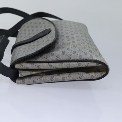 GUCCI Micro GG Supreme Shoulder Bag PVC Navy Gold Auth 88596