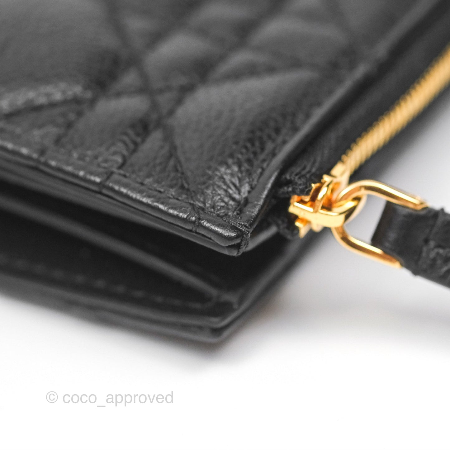 Christian Dior Caro Dahlia Wallet Black Calfskin Gold Hardware