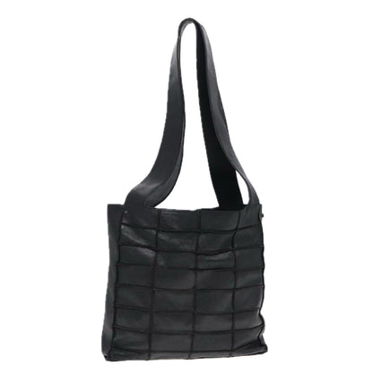 Chanel Choco Bar Shoulder Bag Lamb Skin Black CC Auth