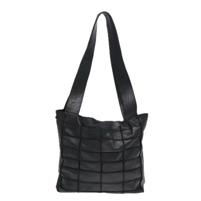 Chanel Choco Bar Shoulder Bag Lamb Skin Black CC Auth