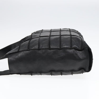 Chanel Choco Bar Shoulder Bag Lamb Skin Black CC Auth
