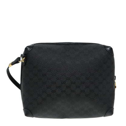 GUCCI Micro GG Canvas Shoulder Bag Black Gold 007 115 0093 Auth 88645