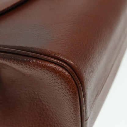 BURBERRYSs Hand Bag Leather Brown Gold Auth 88651