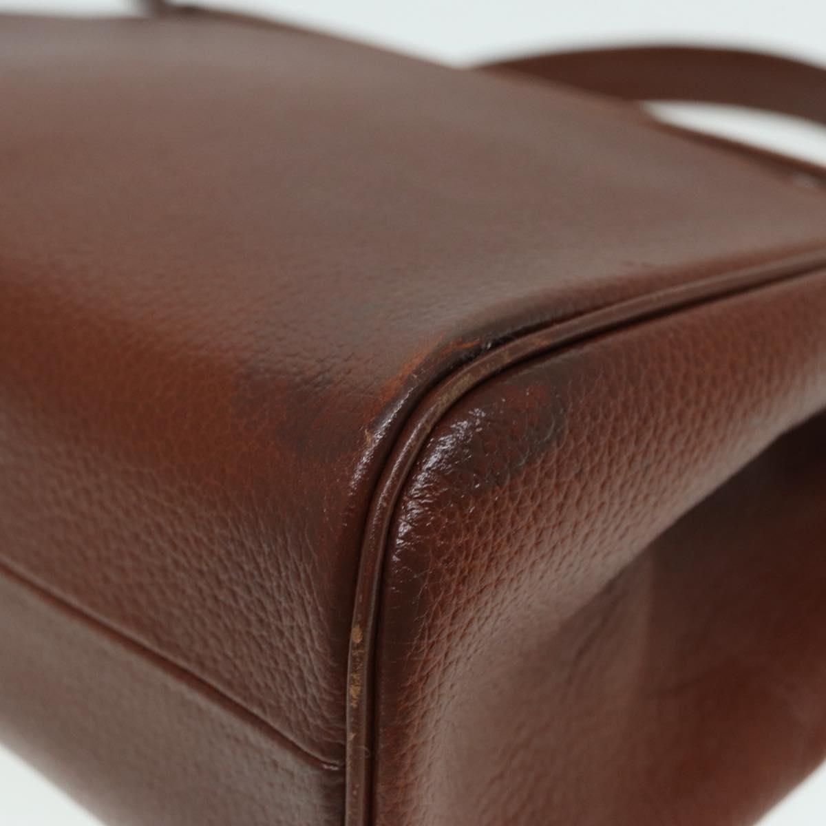 BURBERRYSs Hand Bag Leather Brown Gold Auth 88651