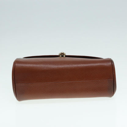 BURBERRYSs Hand Bag Leather Brown Gold Auth 88651