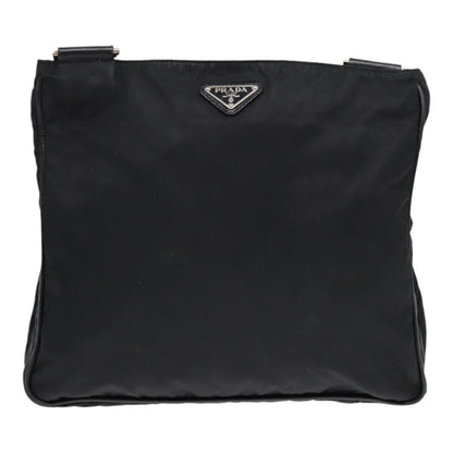 PRADA Shoulder Bag Nylon Black Silver Auth 88653