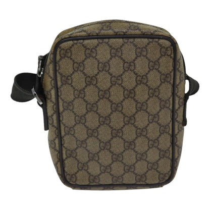 GUCCI GG Supreme Shoulder Bag PVC Leather Beige Silver 101680 Auth 88680