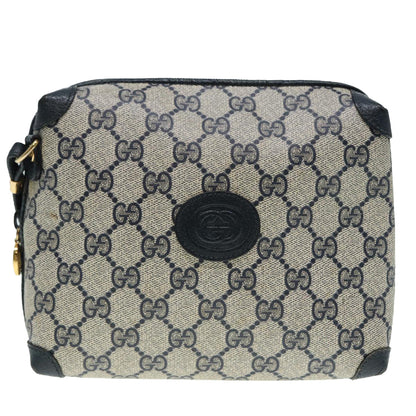 GUCCI GG Supreme Shoulder Bag PVC Leather Navy Gold 007 58 0093 Auth 88691